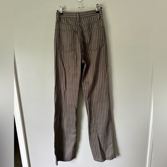 Reformation Jeans Wilder High Rise Wide Leg Jeans in Cacao Pinstripe Size 23 - Picture 5 of 10